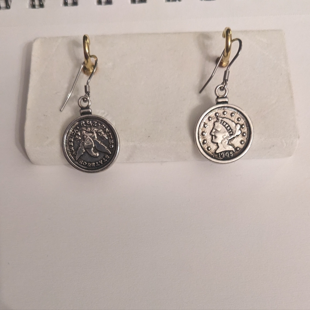 Silver Coin Earrings - Picture 3 of 6